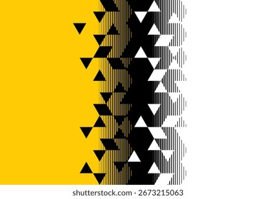 Transición de negro y amarillo a blanco. Patrón de Vector de triángulos rayados sobre un fondo blanco. Elemento de diseño deportivo. Fondo de Vector para , interior, publicidad, embalaje. Medio tono