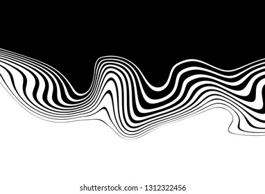 
Transition by wavy lines from black to white. Modern black and white vector background