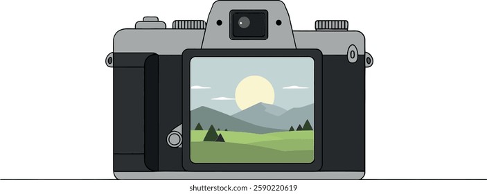 Transition from camera view to scenic landscape image