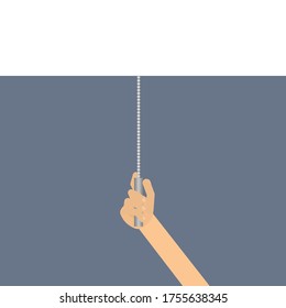 The transition curtain. Pull the switch. Transformation, vector illustration