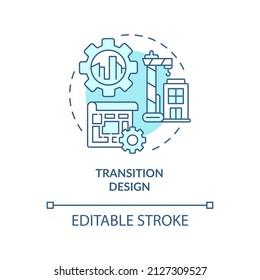 Transition design turquoise concept icon. Urban infrastructure regulation principles abstract idea thin line illustration. Isolated outline drawing. Editable stroke. Arial, Myriad Pro-Bold fonts used