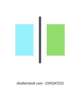 Transition flat color ui icon. Video editor instrument. Connect shots. Footage. Add film effect. Simple filled element for mobile app. Colorful solid pictogram. Vector isolated RGB illustration