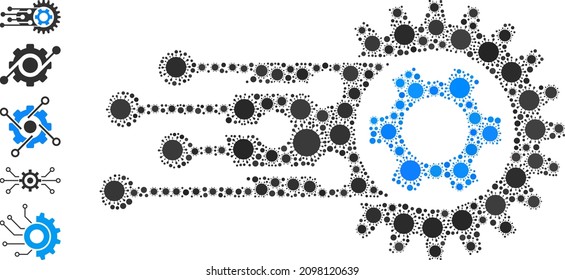 Transition gears mosaic icon. Vector mosaic composed of randomized Covid-2019 icons. Covid-2019 mosaic transition gears icon, and other icons. Transition gears collage for medical images.