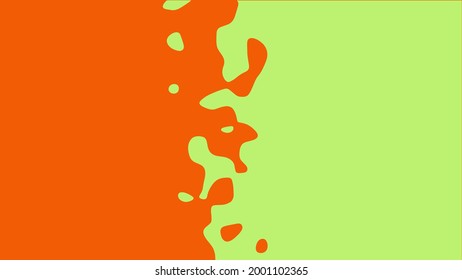 The transition from green to orange with uneven border line, interpenetration of colors. Vector illustration