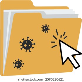 Transition from inactive folder to highlighted virus alert.