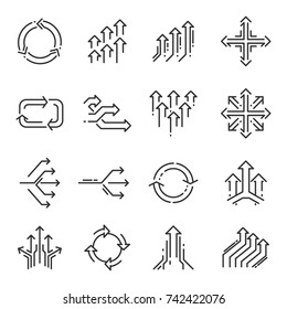 Transition Line Icon Set. Elements With Transition Effect In Outline Style. Vector Line Art Illustration Isolated On White Background