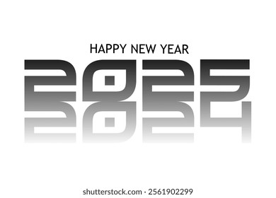 Transition to New Year 2025. Gray to black color gradient in numbers 2024 to 2025, concept of emphasis on number text object. Vector, new year typography in white gray to black gradient.