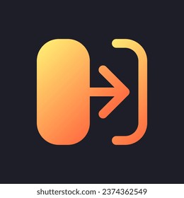 Transition orange solid gradient ui icon for dark theme. Connect shots in video footage. Filled pixel perfect symbol on black space. Modern glyph pictogram for web. Isolated vector image