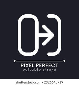 Transition pixel perfect white linear ui icon for dark theme. Connect shots in video footage. Post-production. Vector line pictogram. Isolated user interface symbol for night mode. Editable stroke