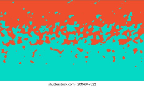 The transition from red to azure with uneven border line, interpenetration of colors. Vector illustration
