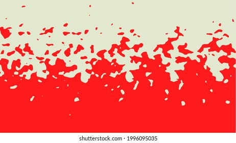 The transition from red to beige with uneven border line, interpenetration of colors. Vector illustration