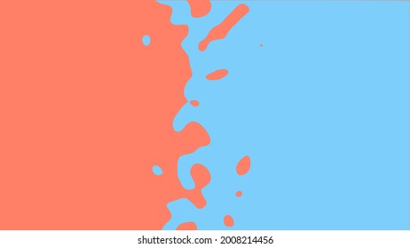 The transition from red to blue with uneven border line, interpenetration of colors. Vector illustration
