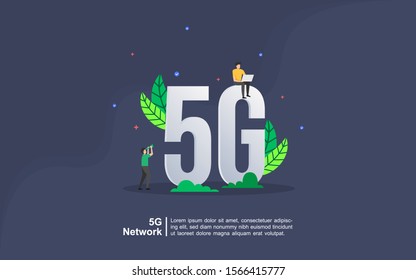 Transition and replacement of 4G LTE network to latest 5G network.  Suitable for web landing page, ui, mobile app, banner template.