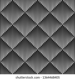 Transition rhombus shape texture diamond geometric seamless pattern, repeat lines 3D illusion regular symmetrical geometry tiles background