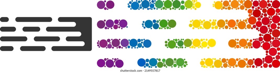 Transition trail composition icon of spheric dots in various sizes and spectrum color hues. A dotted LGBT-colored transition trail for lesbians, gays, bisexuals, and transgenders.
