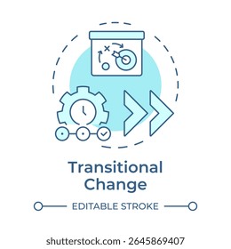 Transitional change soft blue concept icon. Maintaining new business state. Type of organizational transformation. Round shape line illustration. Abstract idea. Graphic design. Easy to use