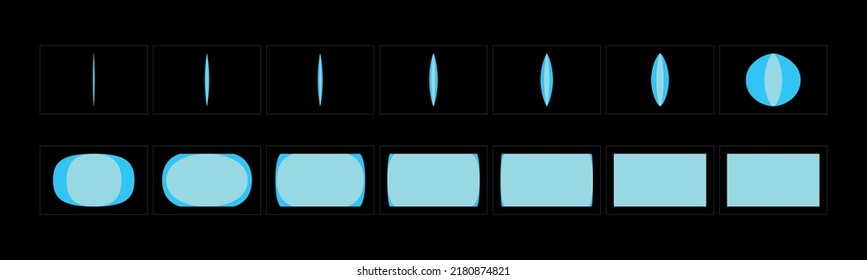 Transitions animation effect. Sprite Sheet of ready frame by frame animation for games, cartoon or video. Blue color vector illustration.
