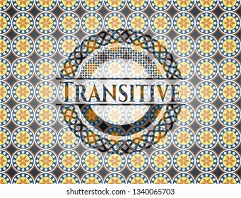 Transitive arabic badge background. Arabesque decoration.
