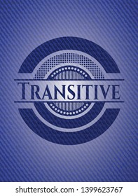 Transitive emblem with denim high quality background. Vector Illustration. Detailed.