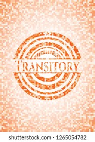 Transitory abstract orange mosaic emblem with background