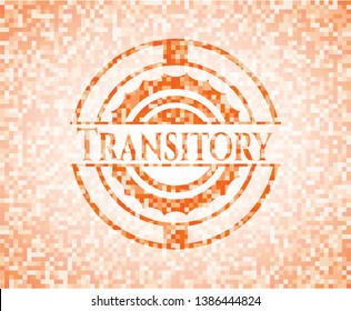 Transitory orange mosaic emblem. Vector Illustration. Detailed.