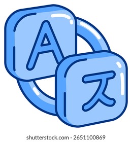 Traduzir estilo de vetor de ícone 3d para interface de usuário de comunicação Estilo azul.