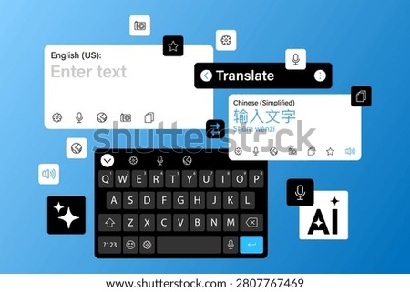 Translate app concept interface design. Web translator window ui vector eps 10