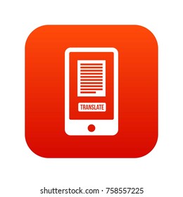 Translate application on a smartphone icon digital red for any design isolated on white vector illustration