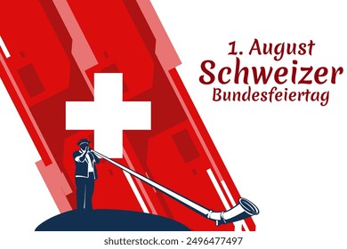 Translate: August 1, Swiss national day. Swiss national day (Schweizer Bundesfeiertag) Vector illustration. Suitable for greeting card, poster and banner.