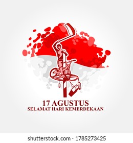 Translate: August 17, Happy Independence Day. Indonesian Independence Day vector illustration. Suitable for greeting card, poster and banner