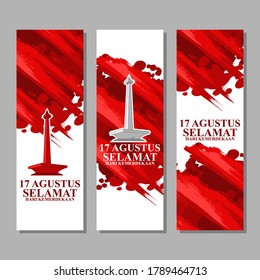 Translate: August 17, Happy Independence Day. Indonesian Independence day vector illustration. Suitable for greeting card, poster and banner.