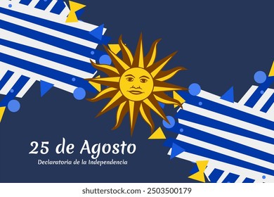 Translate: August 25,  Declaration of Independence. Happy Independence day of Uruguay vector illustration. Suitable for greeting card, poster and banner. 