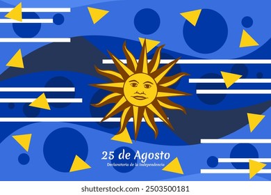 Translate: August 25,  Declaration of Independence. Happy Independence day of Uruguay vector illustration. Suitable for greeting card, poster and banner. 