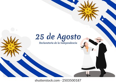 Translate: August 25,  Declaration of Independence. Happy Independence day of Uruguay vector illustration. Suitable for greeting card, poster and banner. 