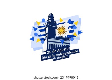 Übersetzen: 25. August Unabhängigkeitstag in Uruguay. Alles Gute zum Unabhängigkeitstag, Vektorgrafik. Geeignet für Grußkarten, Poster und Banner.