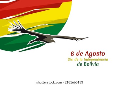Translate: August 6, Independence day. Independence day of Bolivia  vector illustration. Suitable for greeting card, poster and banner. 