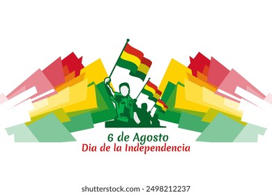 Translate: August 6, Independence day. Happy Independence day of Bolivia vector illustration. Suitable for greeting card, poster and banner. Print