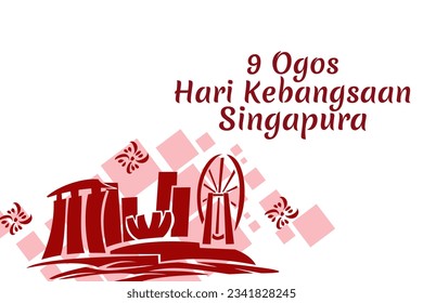 Translate: August 9, Singapore national day. vector illustration. Suitable for greeting card, poster and banner.