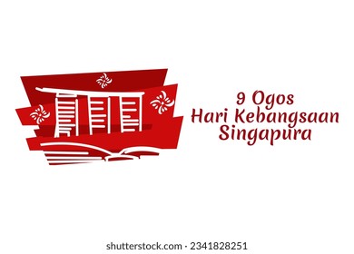 Translate: August 9, Singapore national day. vector illustration. Suitable for greeting card, poster and banner.