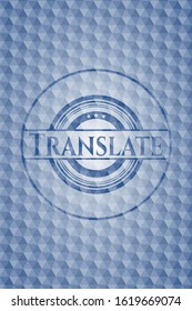 Translate blue hexagon badge. Vector Illustration. Detailed.