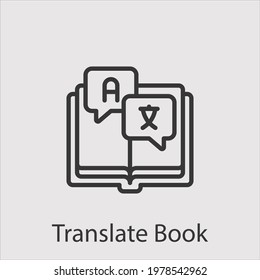 translate book icon vector icon.Editable stroke.linear style sign for use web design and mobile apps,logo.Symbol illustration.Pixel vector graphics - Vector