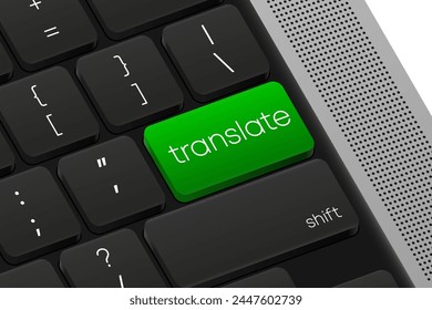 Traduce el Botón. Teclado del ordenador. Word en el teclado de la computadora. Ilustración vectorial.