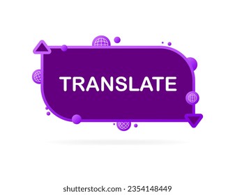 Translate button. Flat, purple, translate button, translate sign. Vector illustration