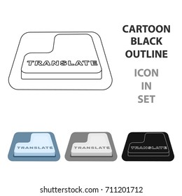 Translate button icon in cartoon style isolated on white background. Interpreter and translator symbol stock vector illustration.