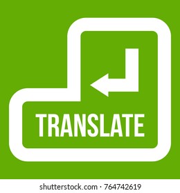 Translate button icon white isolated on green background. Vector illustration