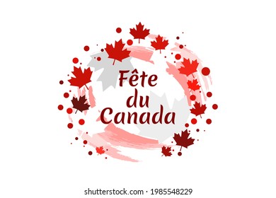 Translate: Canada Day. Happy Canada Day (fête du Canada) Maple Leaf Vector Illustration. Suitable for greeting card, poster and banner.