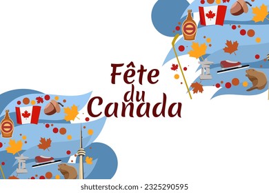 Traducir: Día de Canadá. Happy Canada Day (fête du Canada) Maple Leaf Vector Illustration (Feliz Día de Canadá). Adecuado para tarjetas de felicitación, afiches y banner.