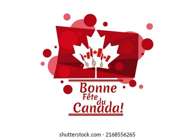 Traducir: ¡Feliz Día de Canadá! Happy Canada Day (fête du Canada) Maple Leaf Vector Illustration (Feliz Día de Canadá). Adecuado para tarjetas de felicitación, afiches y banner.