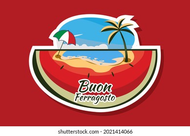 Translate: Happy Ferragosto. doodle art of Happy Ferragosto lettering design for label, t shirt, flyer,brochure,label and other