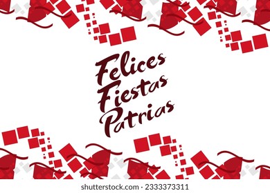 Translate: Happy Independence day (felices fiestas patrias).  July 28, Independence day of Peru vector illustration. Suitable for greeting card, poster and banner. 